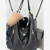 کیف دو کاره دوشی و کوله پشتی مشکی سورمه ای شکلاتی سایز 38 در 30 متریال وارداتی